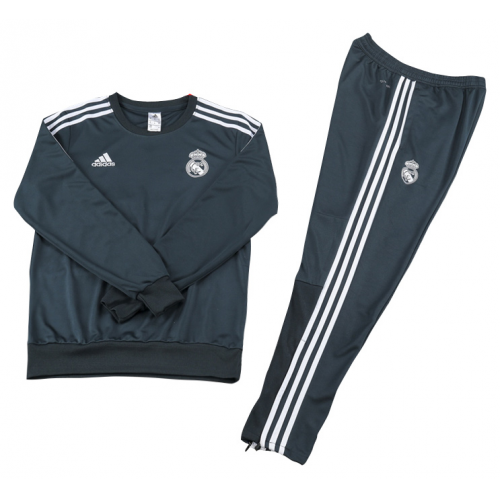 Kids Real Madrid 18/19 Sweat Top Tracksuit Green With Pants